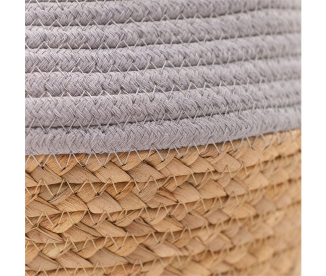 Cesta fibra vegetal y algodón BAILEN Gris Claro