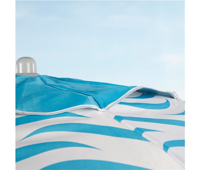 Aktive sombrilla de playa antiviento 8 varillas olas playa 200x200 Blanco/ Azul