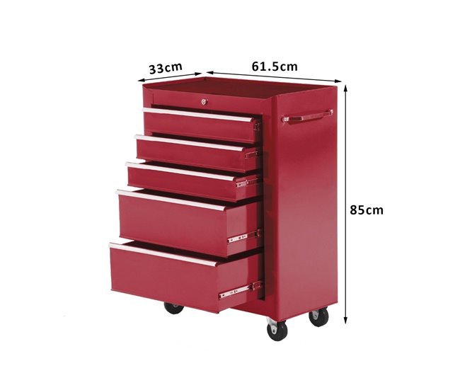 Carro de Herramientas Lámina de Acero HOMCOM 61 Rojo