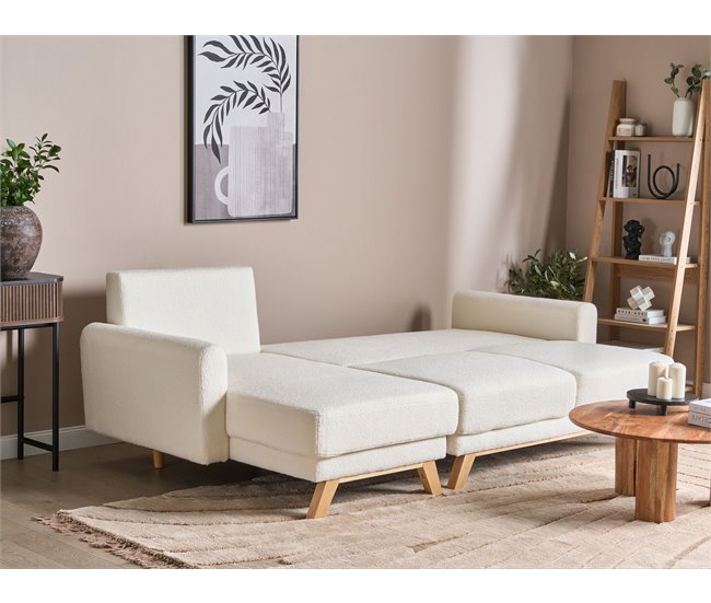 Beliani Sofá esquinero Bouclé SIRO Blanco/ Beige