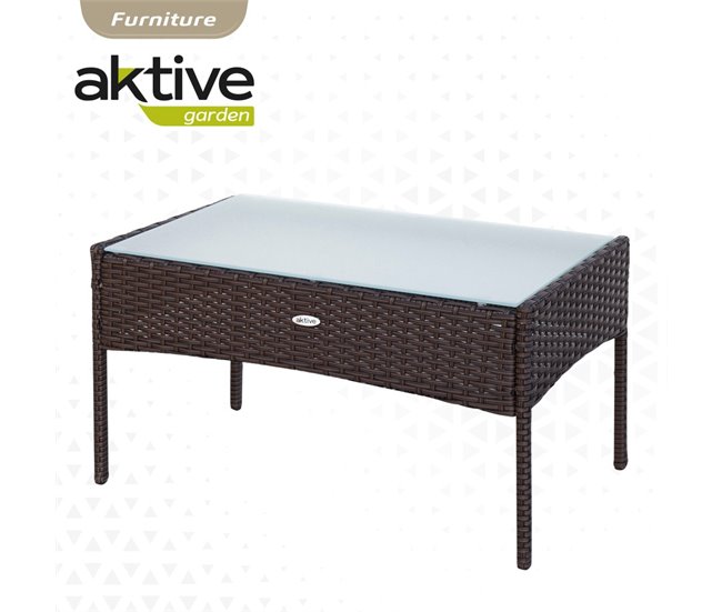 Conjunto muebles terraza sillones, sofá y mesa ratán Aktive Negro