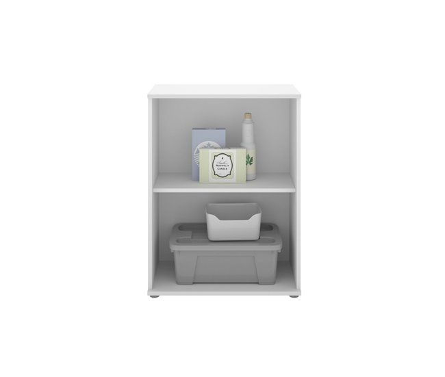 Armario multiusos 2 puertas efecto madera Blanco