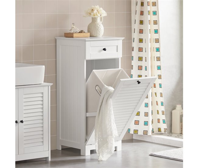 Mueble para Ropa Sucia con 1 Cesto y 1 Cajón BZR73-W SoBuy Blanco