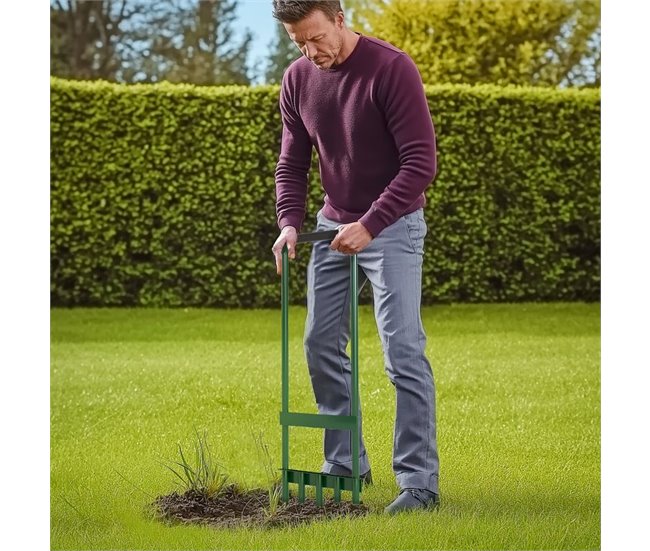 Aireador Púas Huecas Acero Outsunny Verde