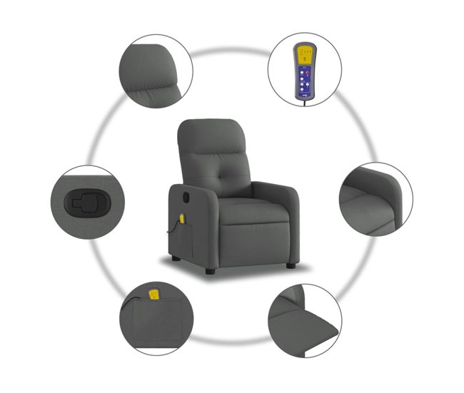 Sillón Reclinable De Masaje Gris Oscuro