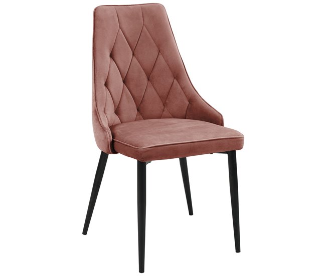 4x Silla tapizada capitoné de terciopelo SJ.054 Rosa