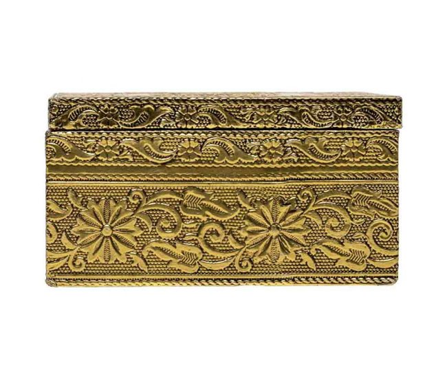 Joyero de metal repujado Dorado