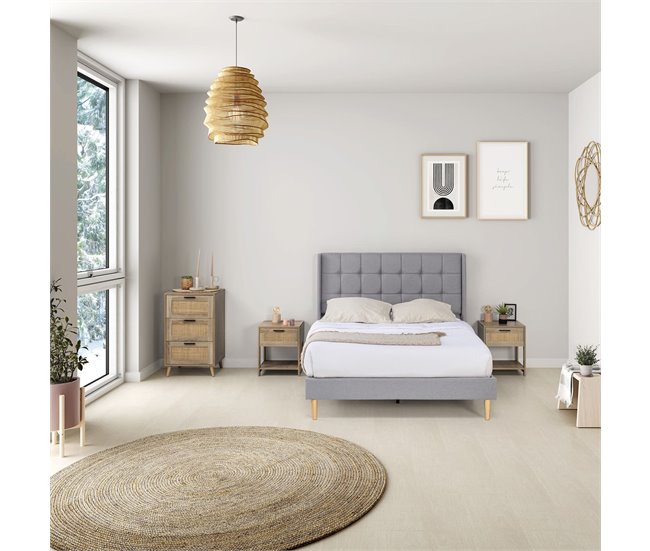 Estructura de Cama tapizada Esther 150x190 Gris Claro