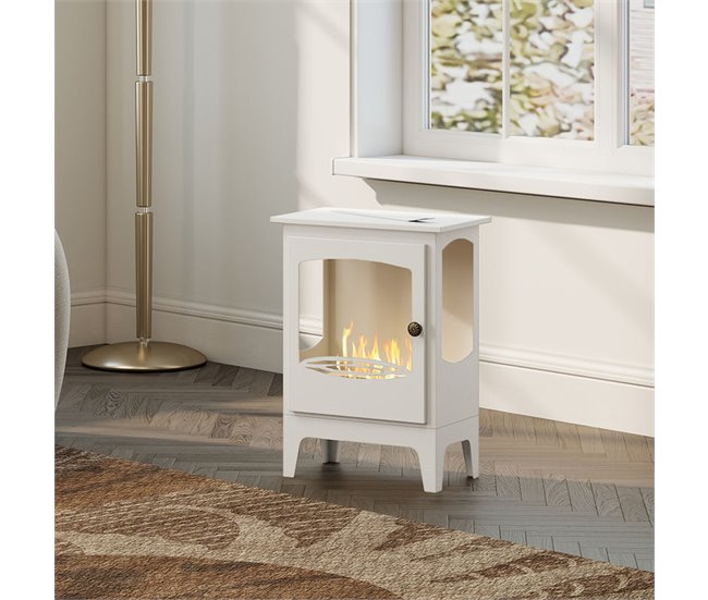 Chimenea de Etanol Acero, Acero inoxidable HOMCOM Blanco