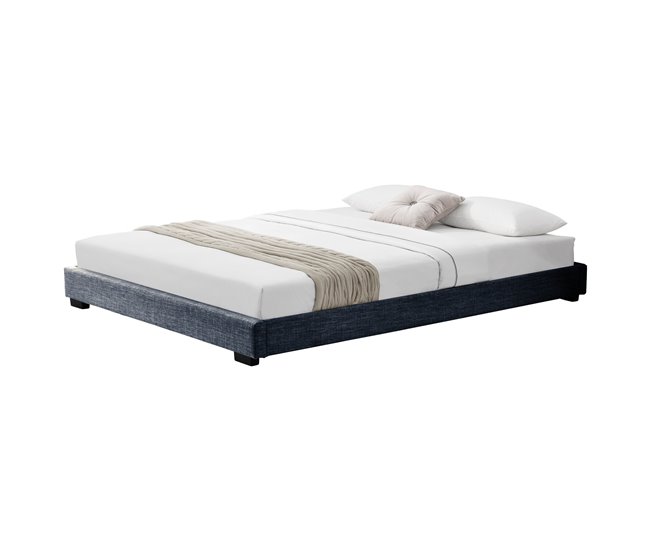 Corium Cama doble Masari con somier tapizado en piel sintética 186x214 Gris Oscuro