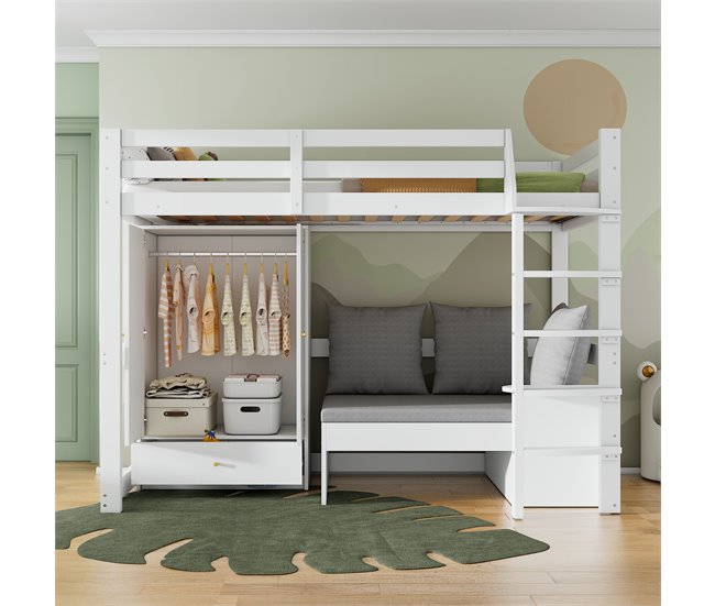 Cama alta para niños Blanco