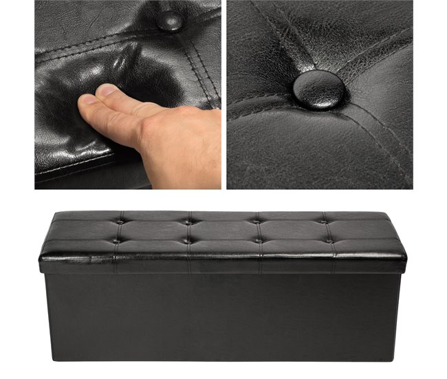 Taburete con almacenamiento Negro