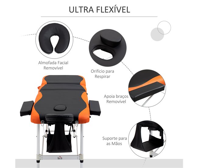 Camilla de Masaje Plegable PU, Aluminio, Plástico HOMCOM Multicolor