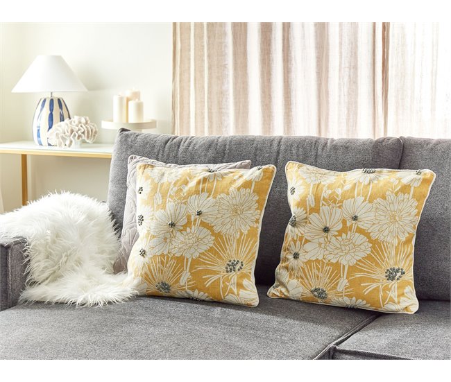 Beliani Cojín decorativo SCIRPUS Blanco/ Beige