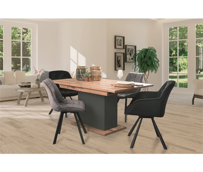 Mesa extensible SION color antracita y roble Negro/ Madera