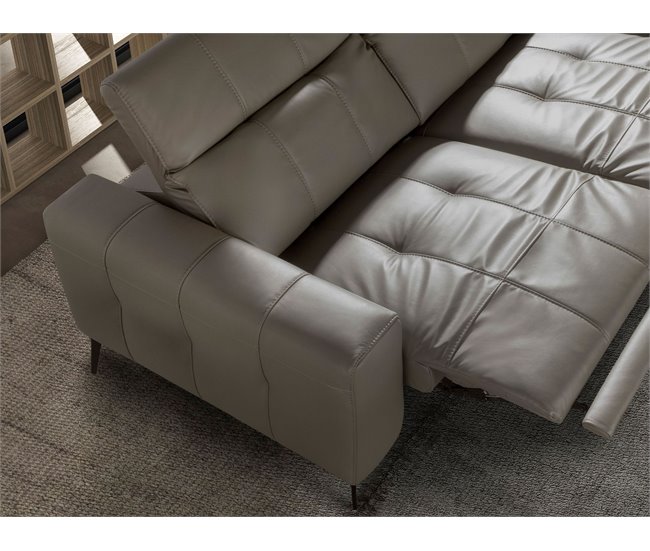 ANGEL CERDA Sofá relax 2 plazas piel gris Gris