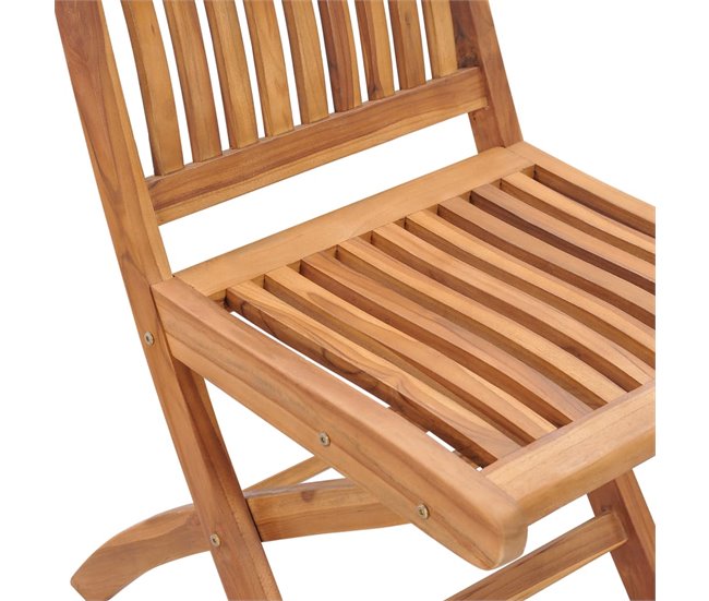 4 Sillas de jardín plegables de madera maciza de teca Marron