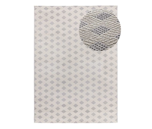 Alfombra geométrica con relieve BARESA - ATTICGO 160x230 Blanco/ Plateado