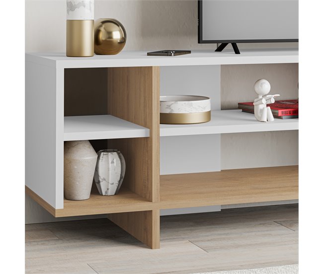 Mueble TV 1 puerta 4 huecos 160 cm CEQUOIA Blanco