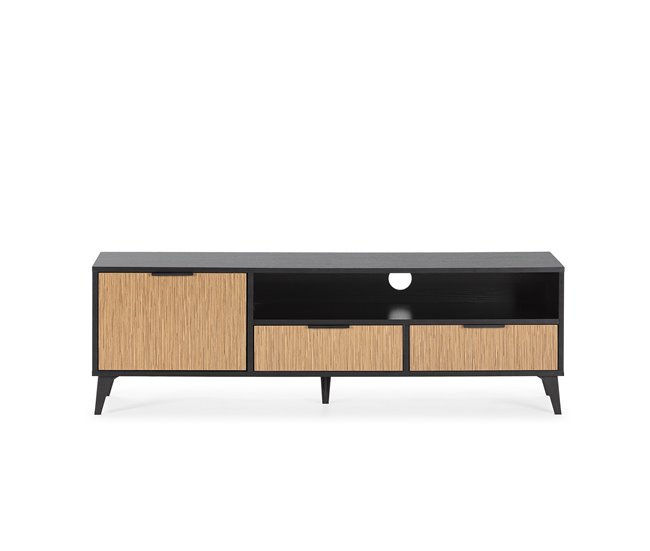 Mueble TV Denis 1 puerta y 2 cajones Negro