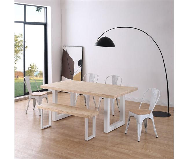 Mesa de comedor Loft 180 80x80 Blanco