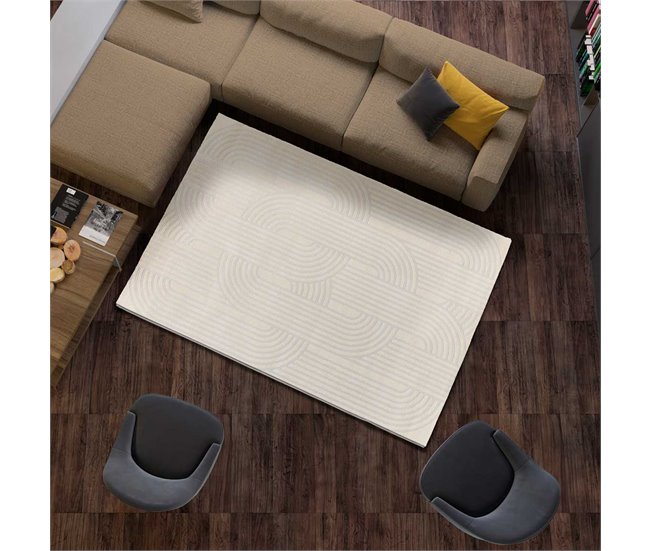 Alfombra geométrica con relieve BARESA - ATTICGO 80x150 Plateado
