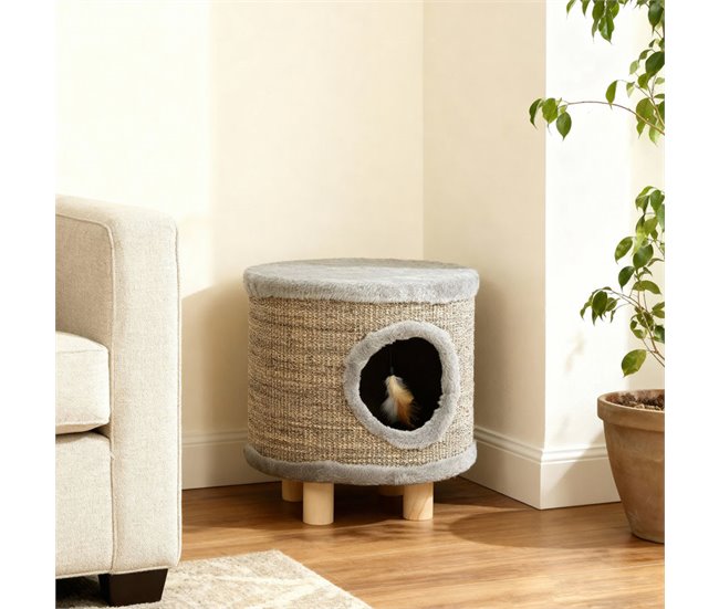 Casa para Gatos Aglomerado de Madera, Felpa PawHut Gris