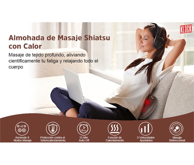 Masajeador Shiatsu con 8 Nodos Marron