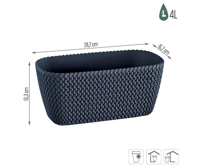 Jardinera Para Balcón Splofy Case 4L Antracita