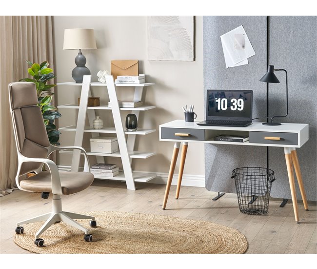 Beliani Conjunto de mobiliario de oficina ESCALANTE/FRISCO 120x50 Gris Oscuro