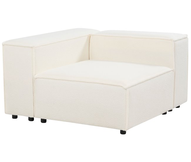 Beliani Sofá esquinero con reposapiés Bouclé ARDAL Crema