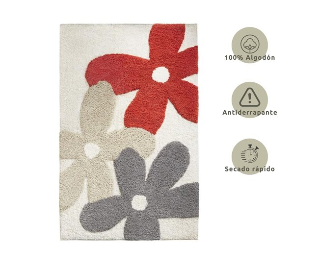 Alfombra baño Tana Flores 50x80 Multicolor