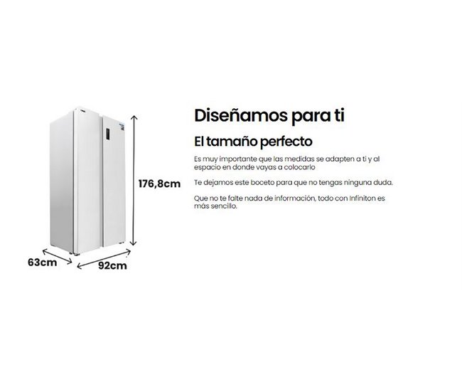 Frigorifico Americano INFINITON SBS-A174B, 505 L, No Frost Total Blanco