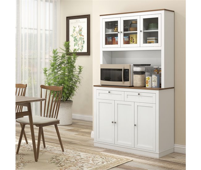 Alacena de Cocina MFD, Melamina de Madera HOMCOM, hogar - cocina Blanco