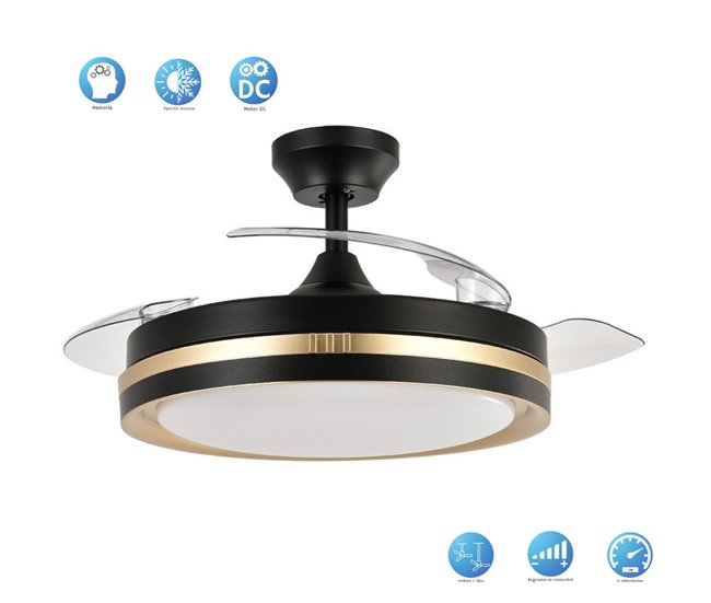 Ventilador De Techo Metal Serie Miok Negro/ Dorado