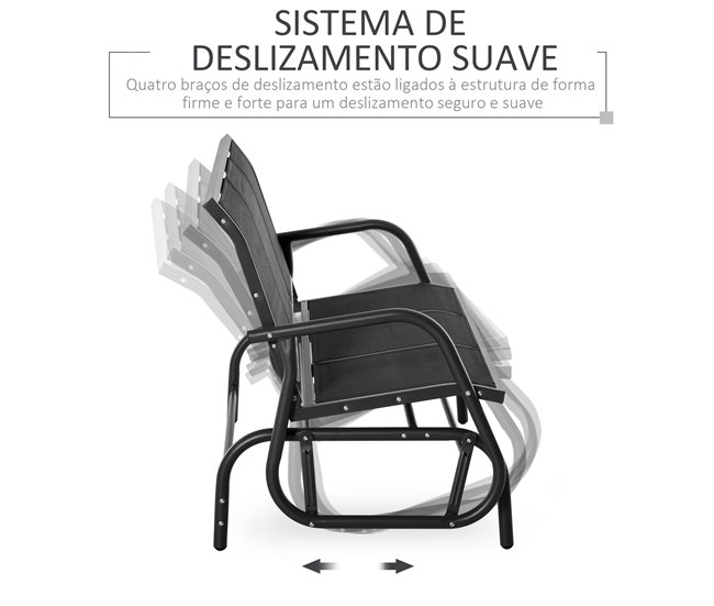 Banco de Jardín Metal, Malla Outsunny Negro