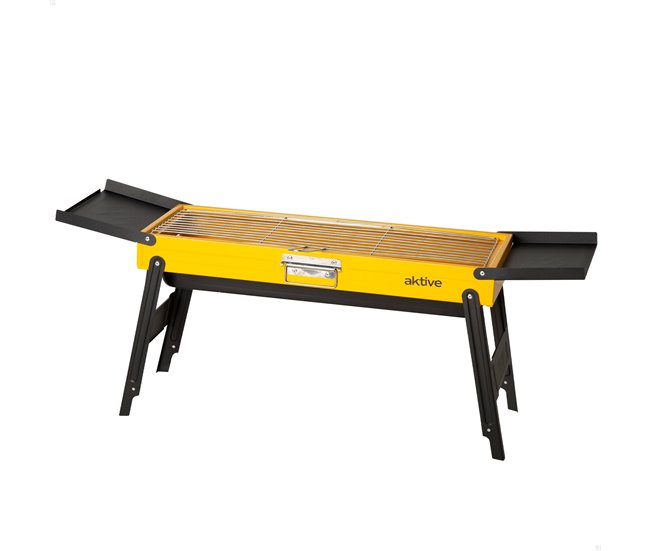 Aktive Barbacoa carbón plegable acero con bandejas laterales Amarillo