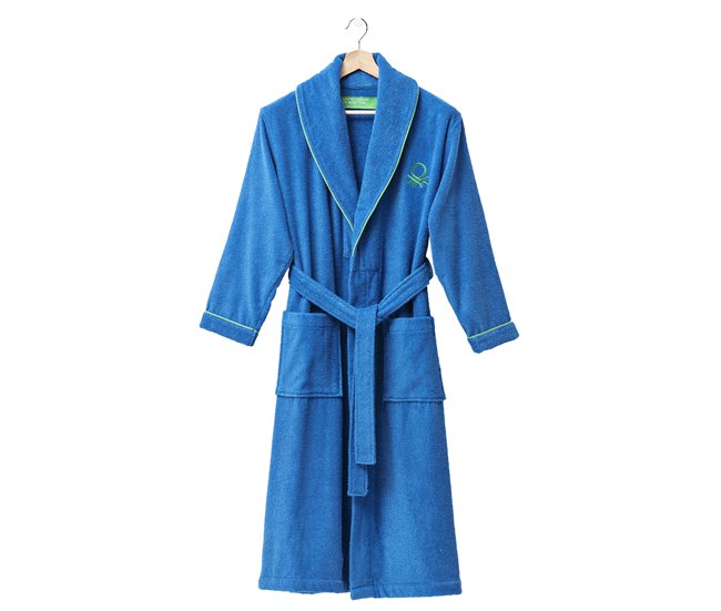 Albornoz benetton 360 gsm 100% algodón Azul