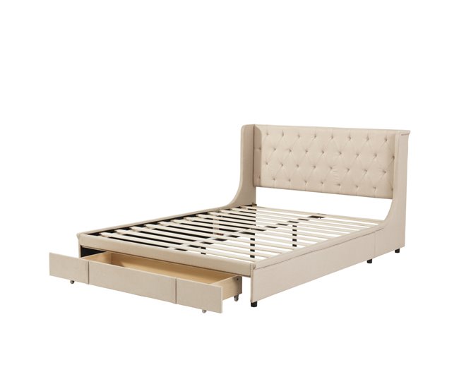 Cama con cajones 200x140 Beige