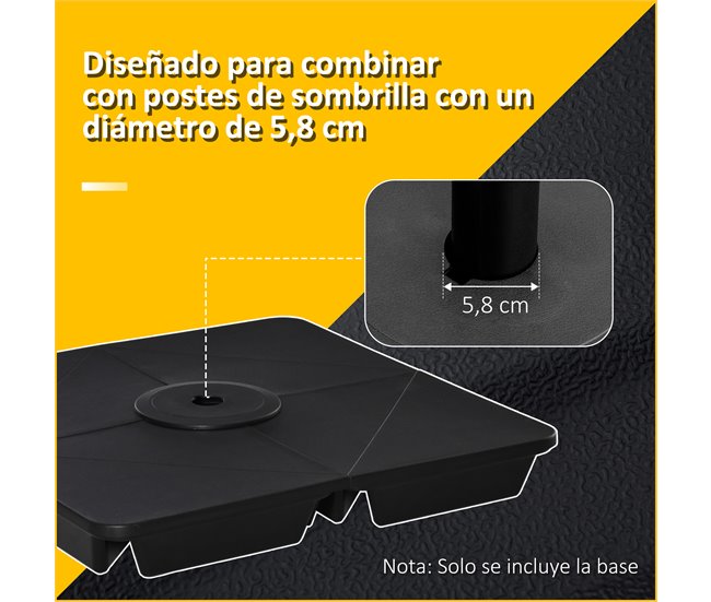 4 Pesos para Base de Sombrilla PP Outsunny 89x89 Negro