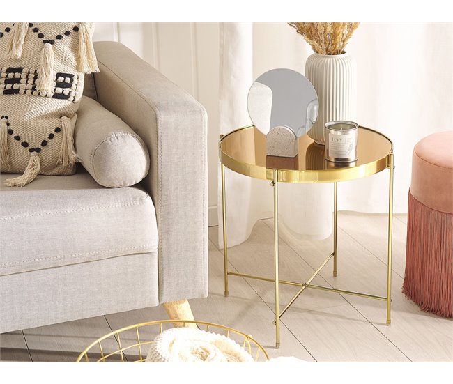 Beliani Mesa auxiliar LUCEA 40x40 Dorado