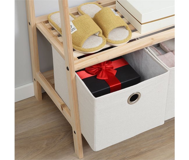 Perchero con Zapatero Madera de Abeto, Poliéster HOMCOM Marron