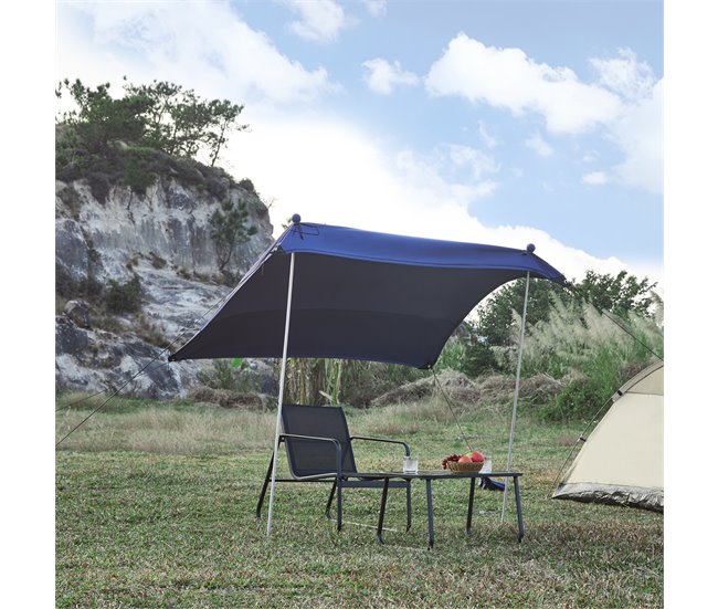 Toldo de playa Bernheze Lycra 4 bolsas rellenables 270x270 Azul