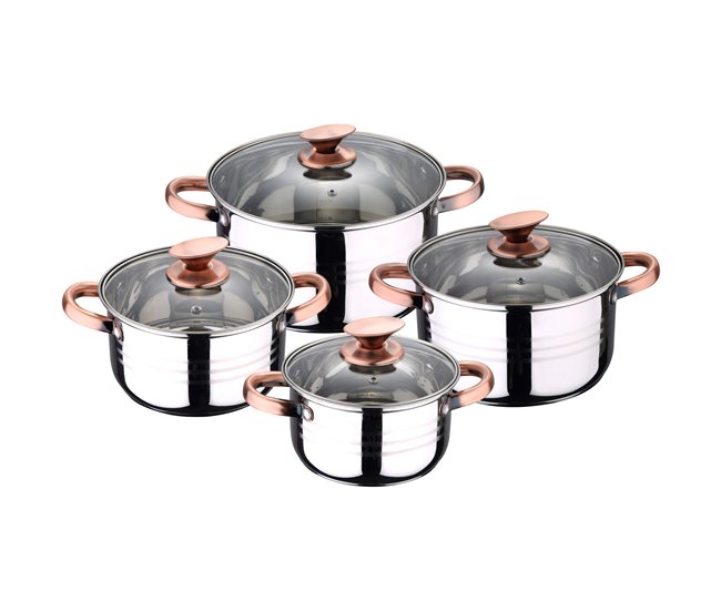 Bateria De Cocina 8 Piezas Apta Para Induccion Gris