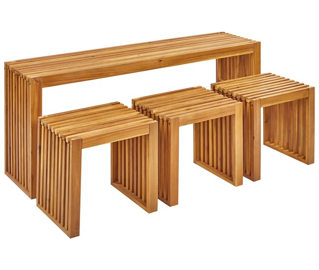 Beliani Conjunto de comedor BELLANO Madera Clara