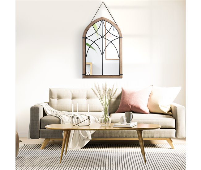 Espejo de Pared MDF, Vidrio HOMCOM, hogar - decoración hogareña 93x60 Marron