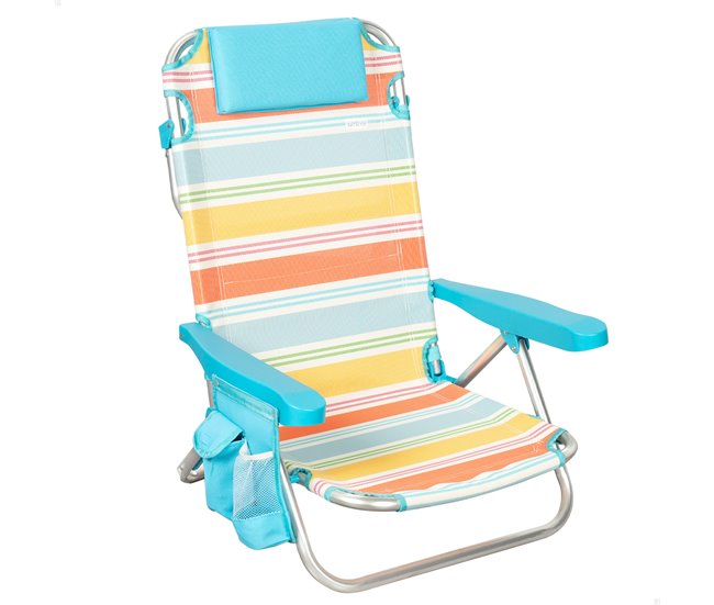 Aktive Silla plegable playa, aluminio, 5 posiciones y bolsillo Multicolor