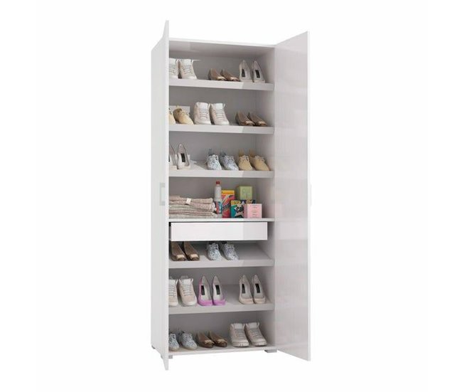 Armario multiusos 2 puertas efecto madera 72 Blanco