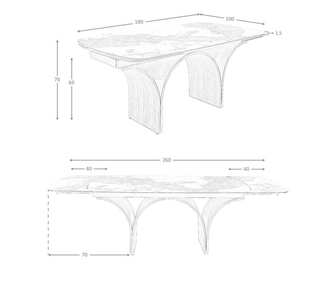 ANGEL CERDA Mesa comedor extensible 260x100 Blanco/ Madera