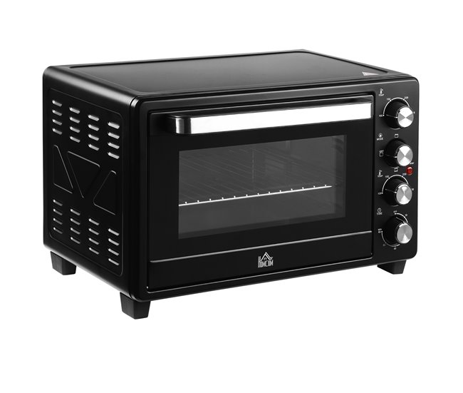 Horno Eléctrico Metal, Acero Inoxidable y Vidrio Templado HOMCOM Negro